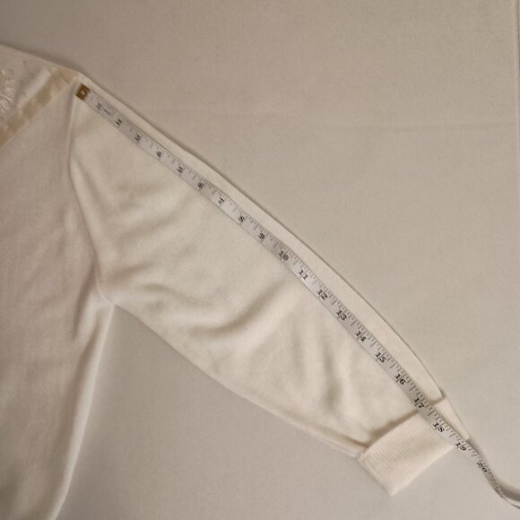 Ste Laurent Vintage White Embellished Crop 3/4 Sleeve Cardigan Sweater Women’s - Picture 12 of 16